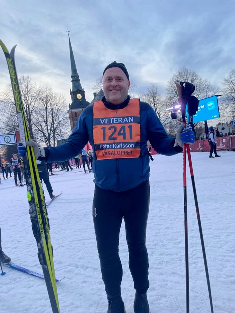 Peter Karlsson efter målgång i Mora.
