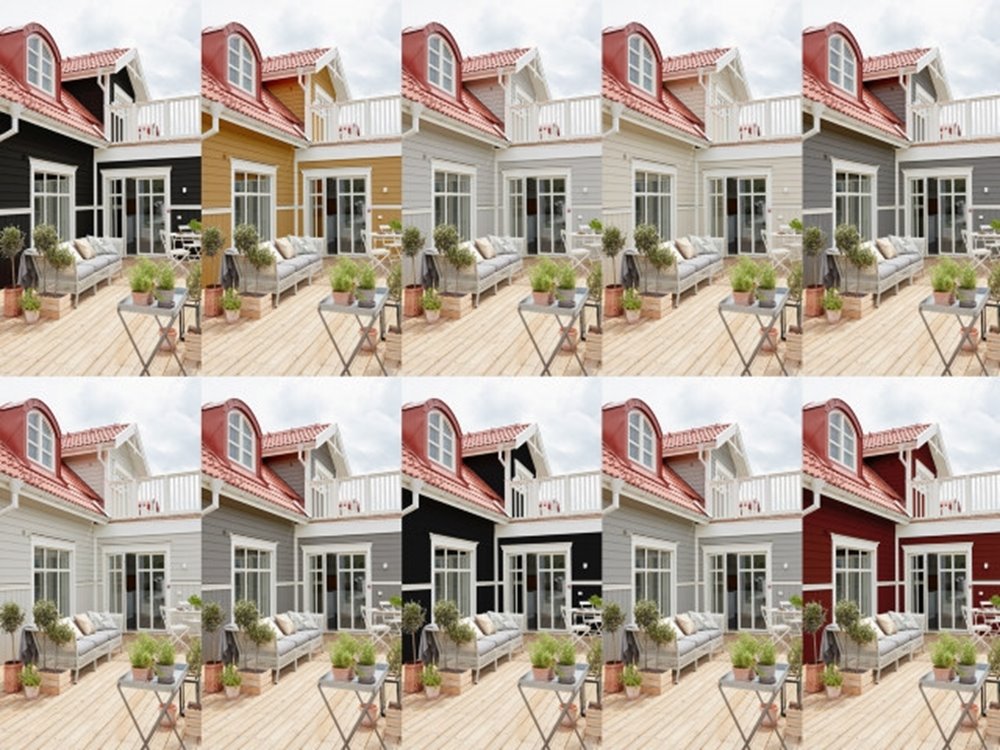 Södra Wood bildmontage med förmålad ytterpanel Huset är ett Trivselhus