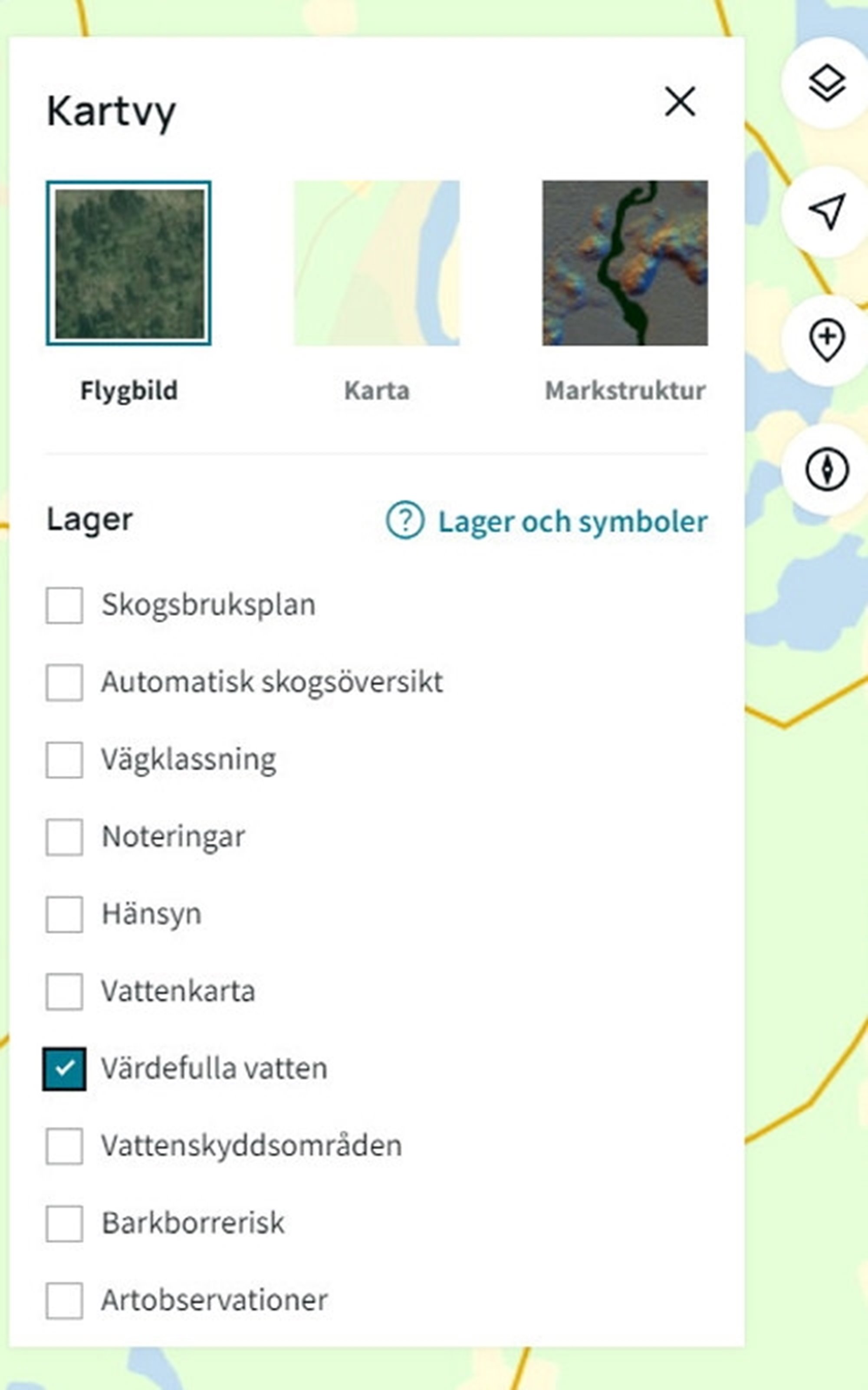 Värdefulla vattenmiljöer i kartan