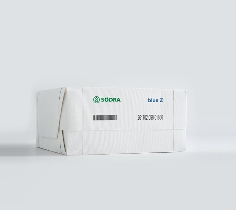 Pulp bale with Södra's product blue Z