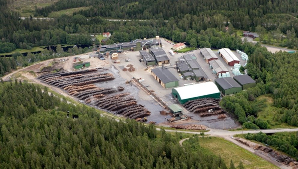 Flygarebild på Södras anläggning i unnefors