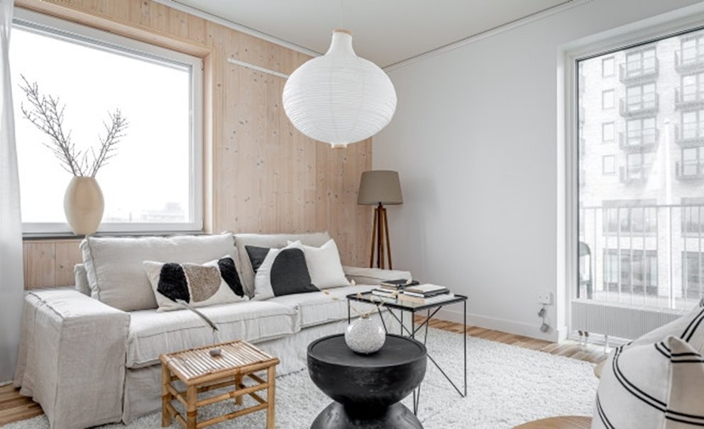 Interiört KL-trä i flerbostadshuset Lagerkransen i Lund