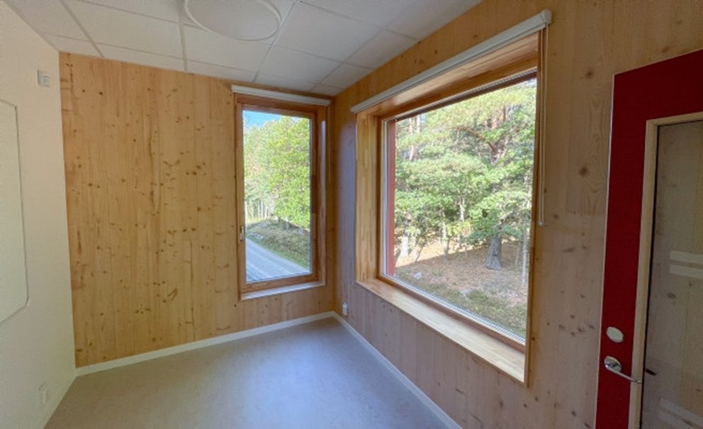 Hallerna Norra förskola i Stenungsund, byggd i KL-trä.