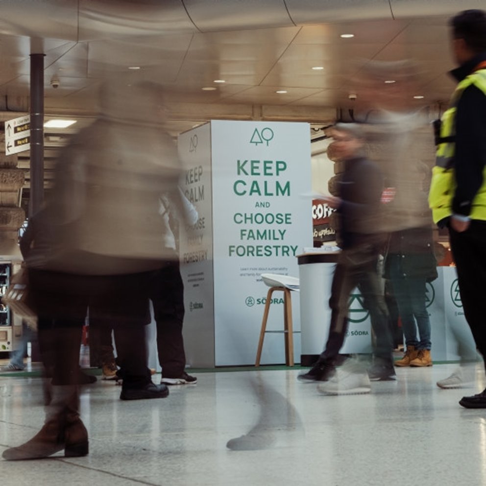 Tissue from family forestry 
Waterloo station, London