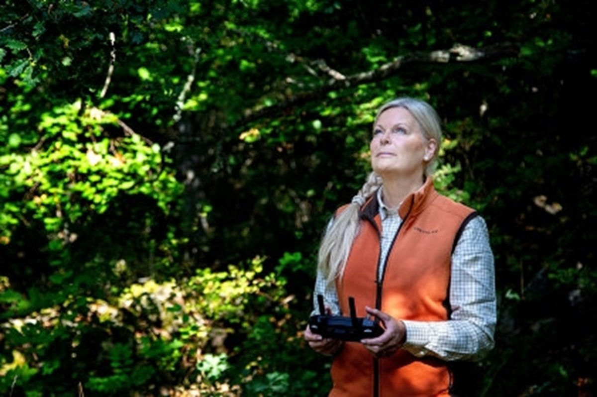 Annette Eilert, doktorand vid institutionen för skog och träteknik vid Linnéuniversitetet, LnU, är en av tre doktorander som är knutna till FRAS – Framtidens skogsskötsel i södra Sverige. Annette kartlägger skogens hälsa med digital teknik. Experimenten med tallplantor i laboratorium visar att med digital teknik kan stress upptäckas tidigare än med det mänskliga ökat. Med hjälp av kameror på drönare ska Annette leta efter tidiga signaler på stress i den växande skogen.