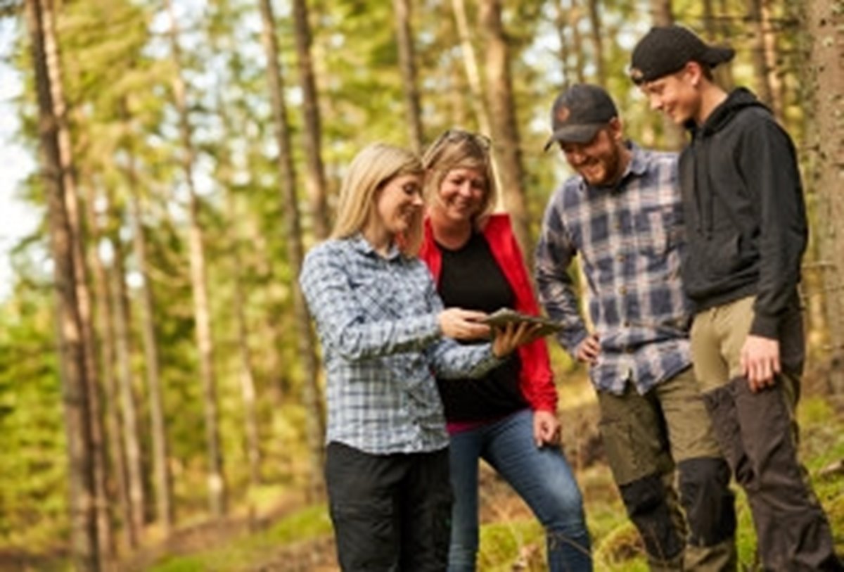 Skogsinspektor medlem 2020. 
Från vänster skogsinspektor Åsa Andersson, Katarina Carlsson, Albin Carlsson, Simon Carlsson.