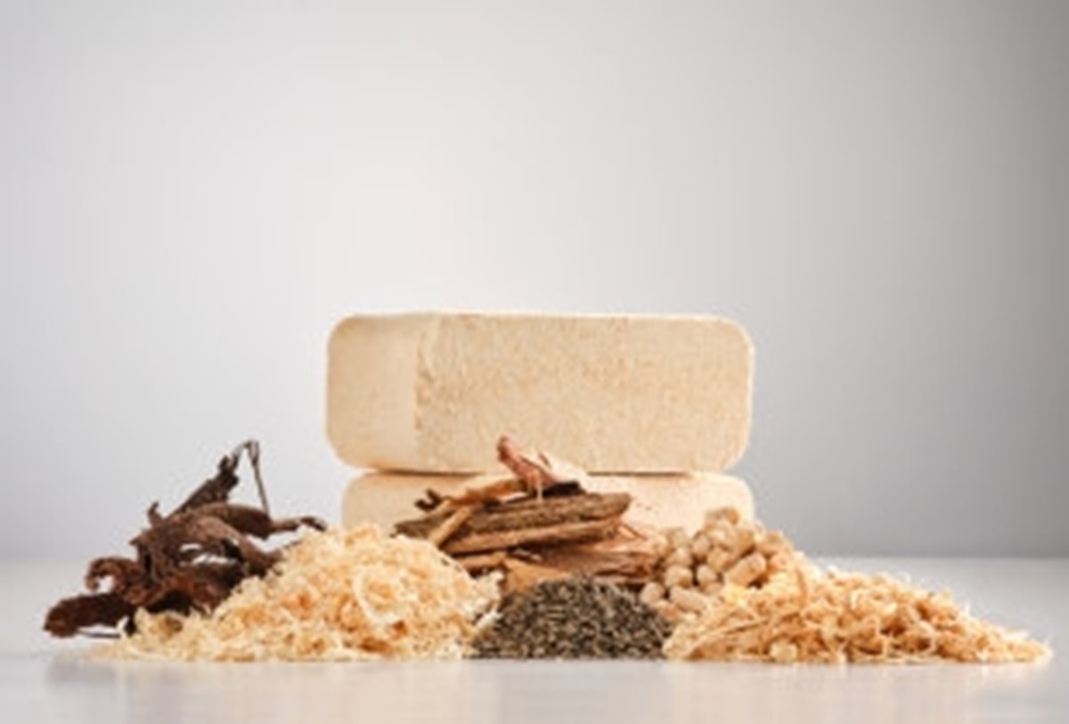 Bark barr, kutterspån, skogsflis, pellets, lignin, sågspån och värmeloggs