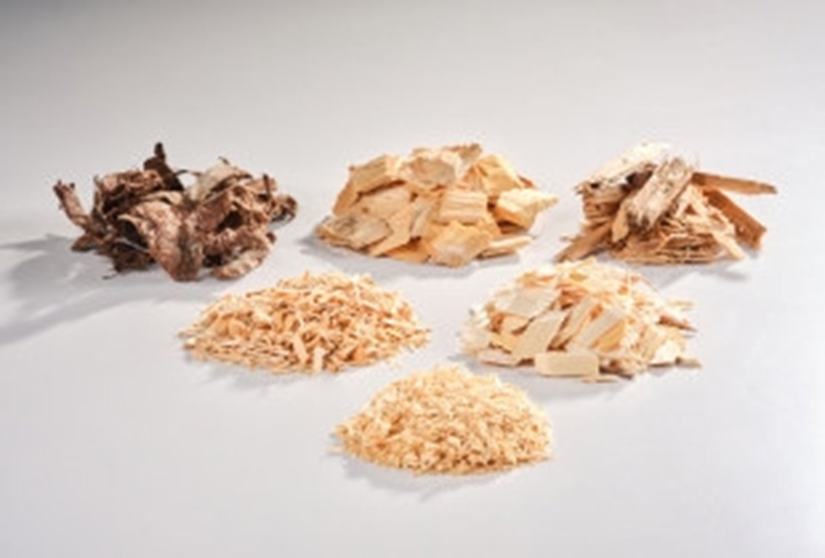 Bark barr, stamvedsflis, skogsflis, pinnflis, torrflis och sågspån