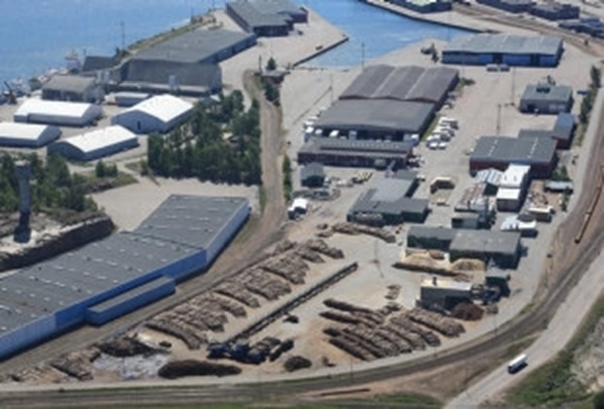 Flygarebild över sågverk