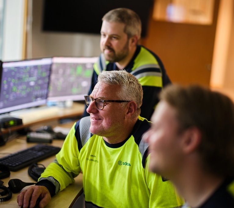 Medarbetare Södra Cell Mörrum. Linus Karlegrund, Christer Lennartsson, Robin Mattsson.