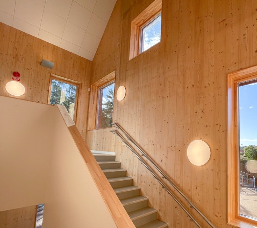 Hallerna Norra förskola i Stenungsund, byggd i KL-trä.