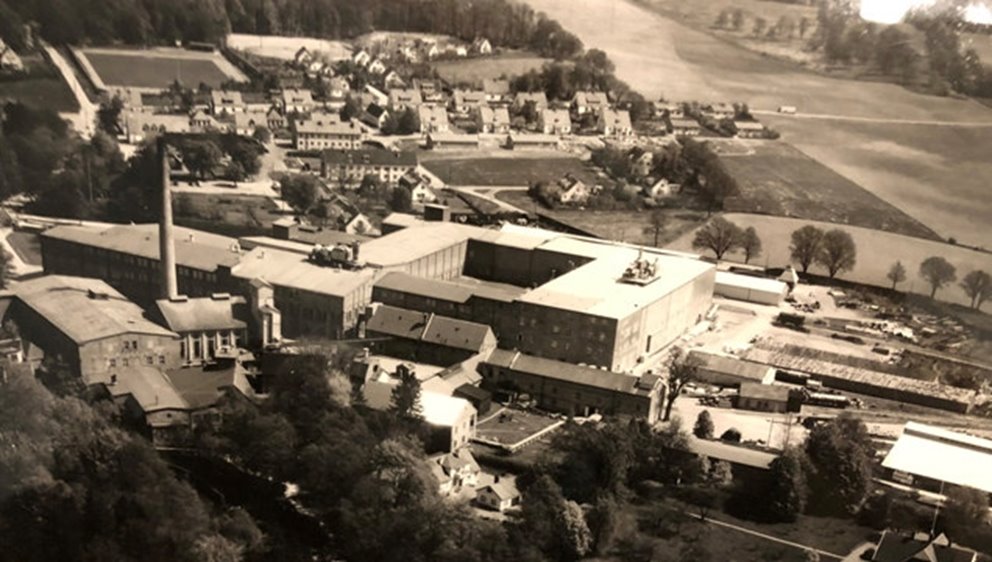 Drone image of the mill calld Klippan