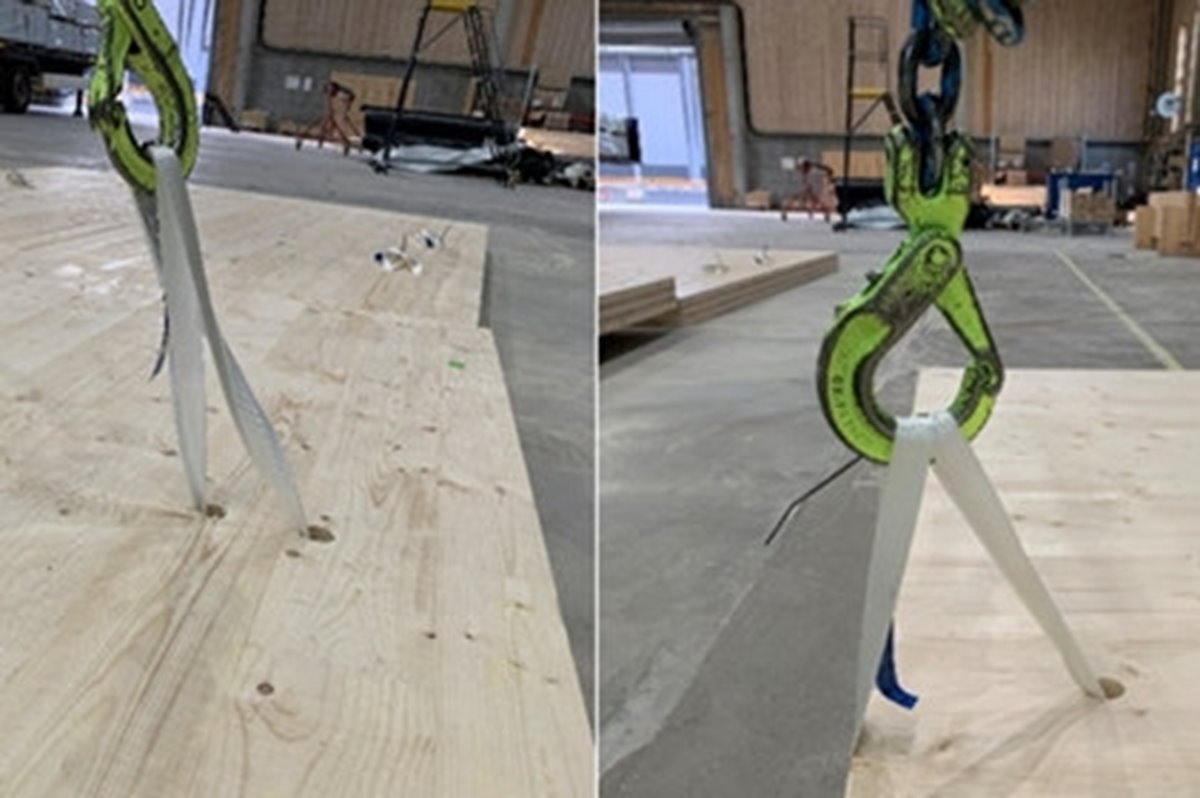 Bilder som beskriver lyftsystem för KL-trä