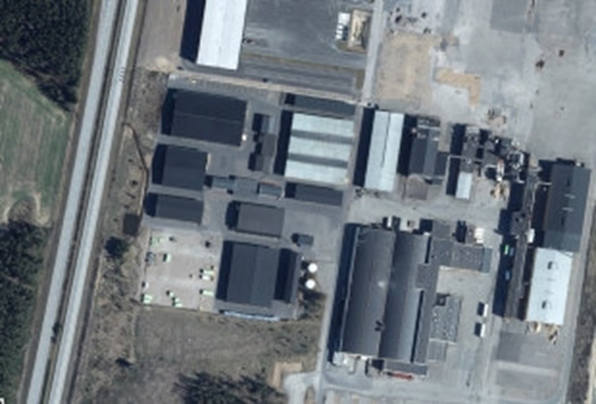 Flygarebild över Södras impregneringsverk i Vaggeryd