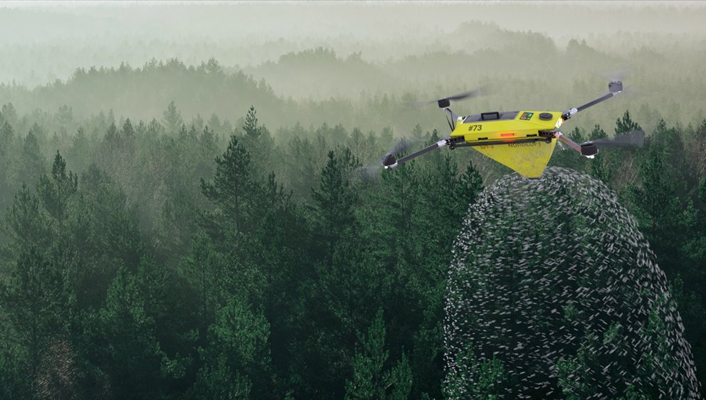 Drönare för spridning av aska och gödning, från Nordluft